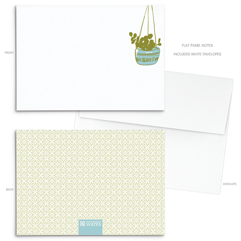Plantly Panel Note Cards A2 - "Dangly" - Green Hanging Plant - Blue Pot