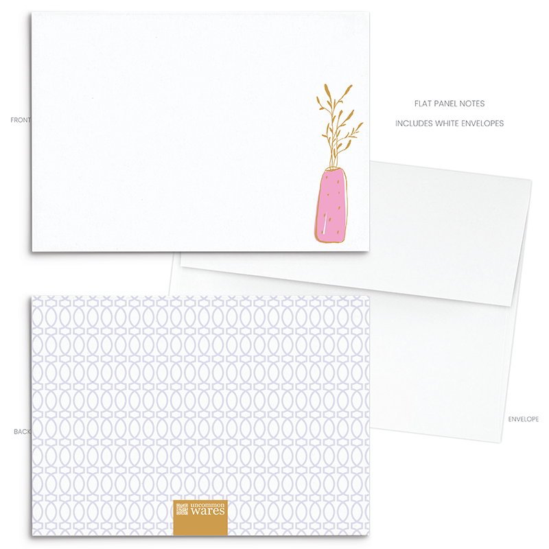 Plantly Panel Note Cards A2 - "Airy" - Natural Flax - Pink Vase