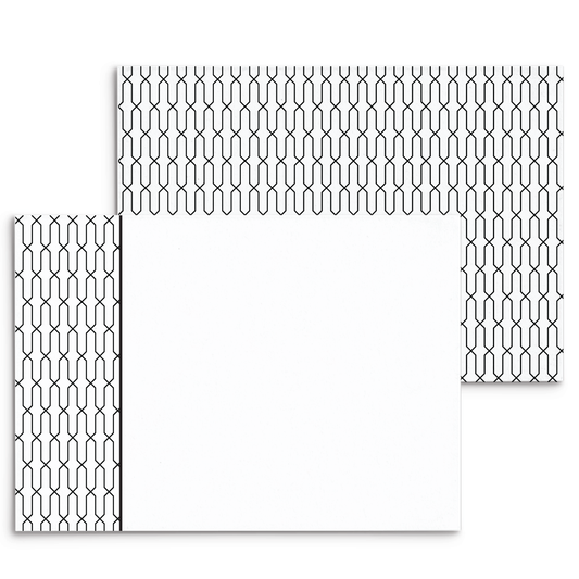 Mod Panel Note Cards A2 - "Frances" - Black and White