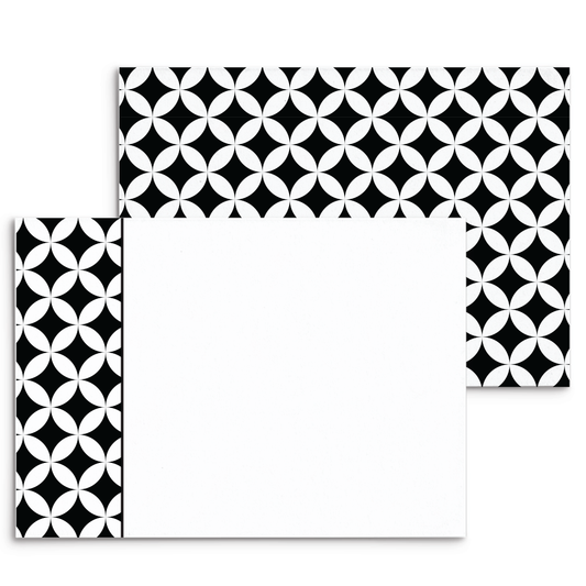 Mod Panel Note Cards A2 - "Isabella" - Black and White