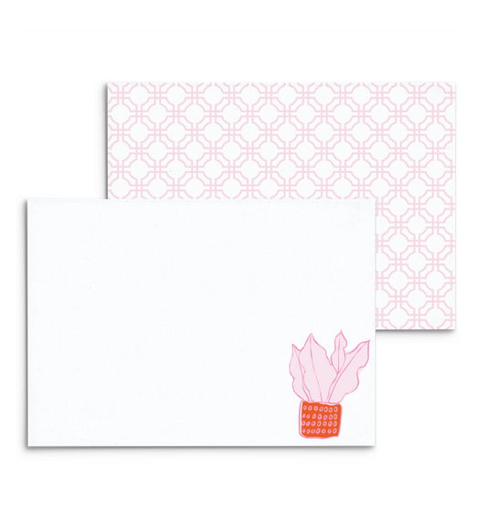 Plantly Panel Note Cards A2 - "Pinky" - Pink Plant - Red Pot