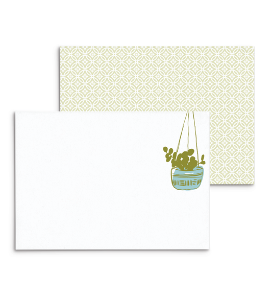 Plantly Panel Note Cards A2 - "Dangly" - Green Hanging Plant - Blue Pot