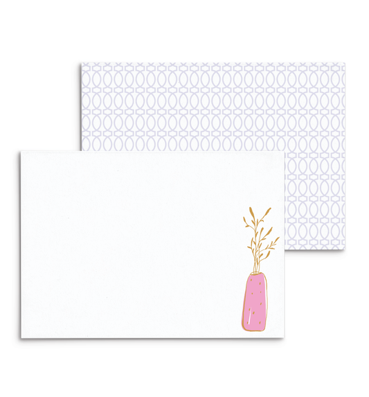 Plantly Panel Note Cards A2 - "Airy" - Natural Flax - Pink Vase
