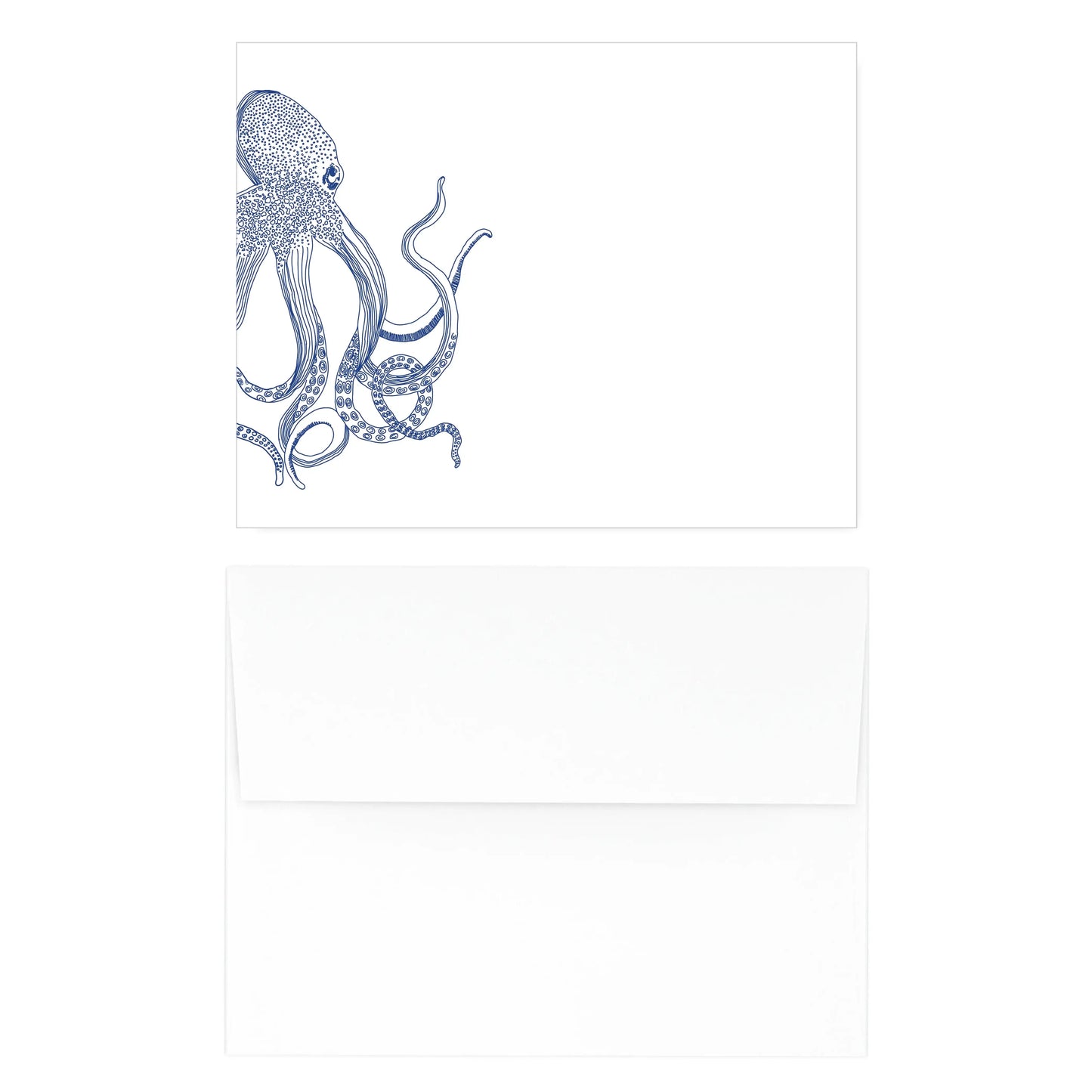Octopus Navy Panel Note Cards - PERSONALIZED