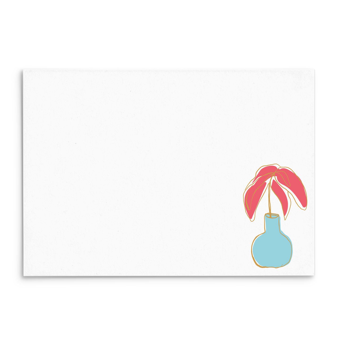 Plantly Panel Note Cards A2 - "Merry" - Pink Plant - Turquoise Vase
