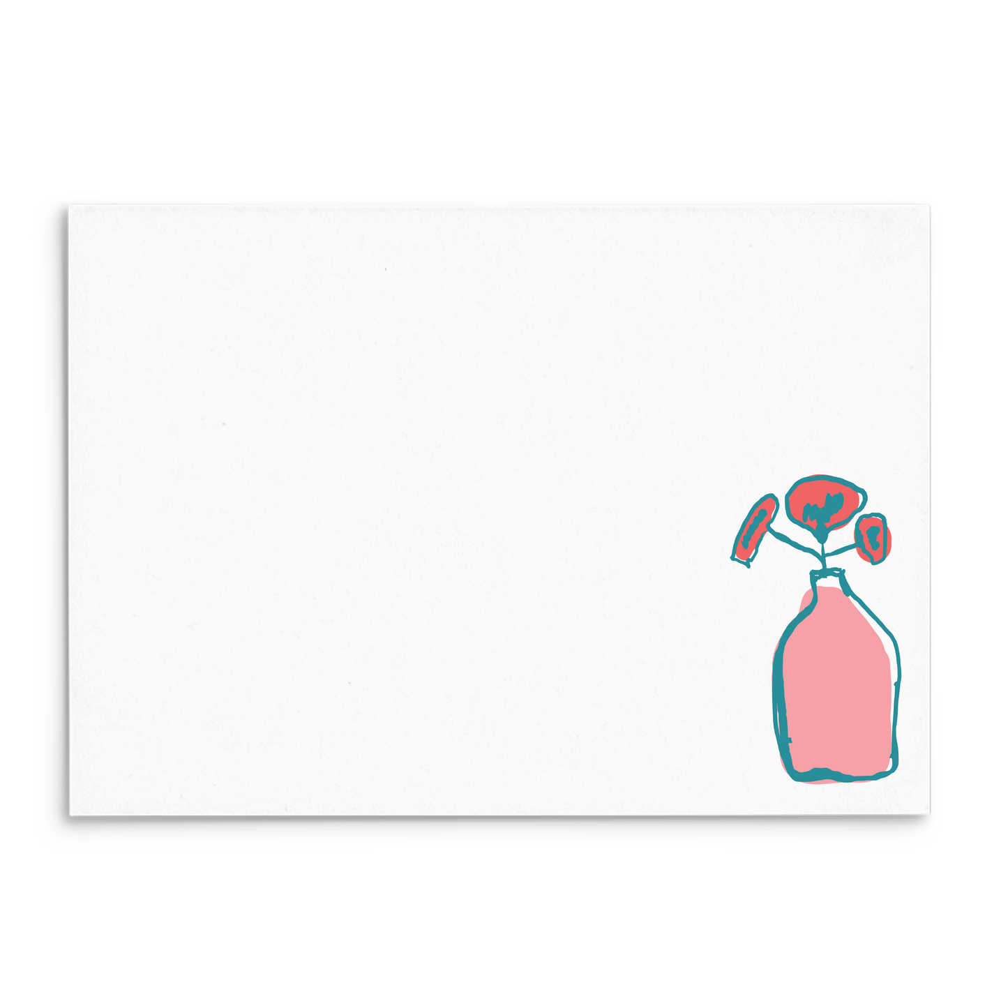 Plantly Panel Note Cards A2 - "Cheery" - Pink Poppy Flowers - Pink Vase
