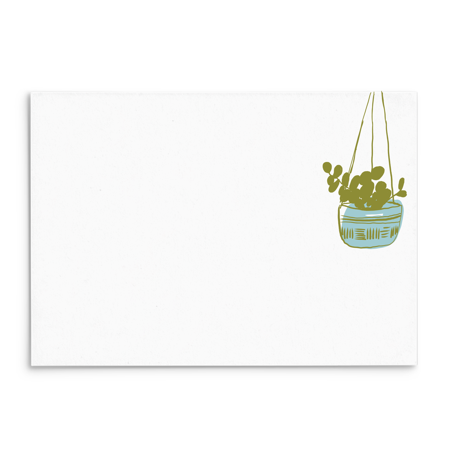 Plantly Panel Note Cards A2 - "Dangly" - Green Hanging Plant - Blue Pot