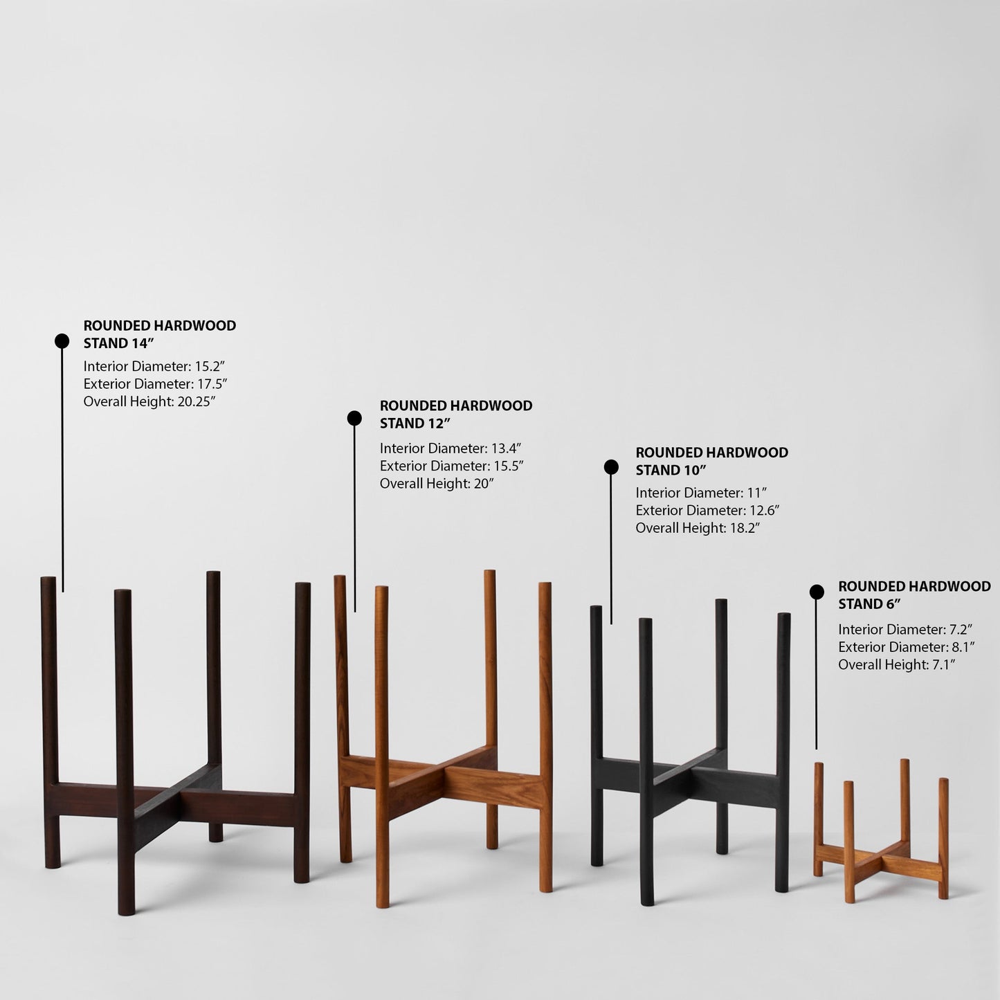 Rounded Hardwood Plant Stand