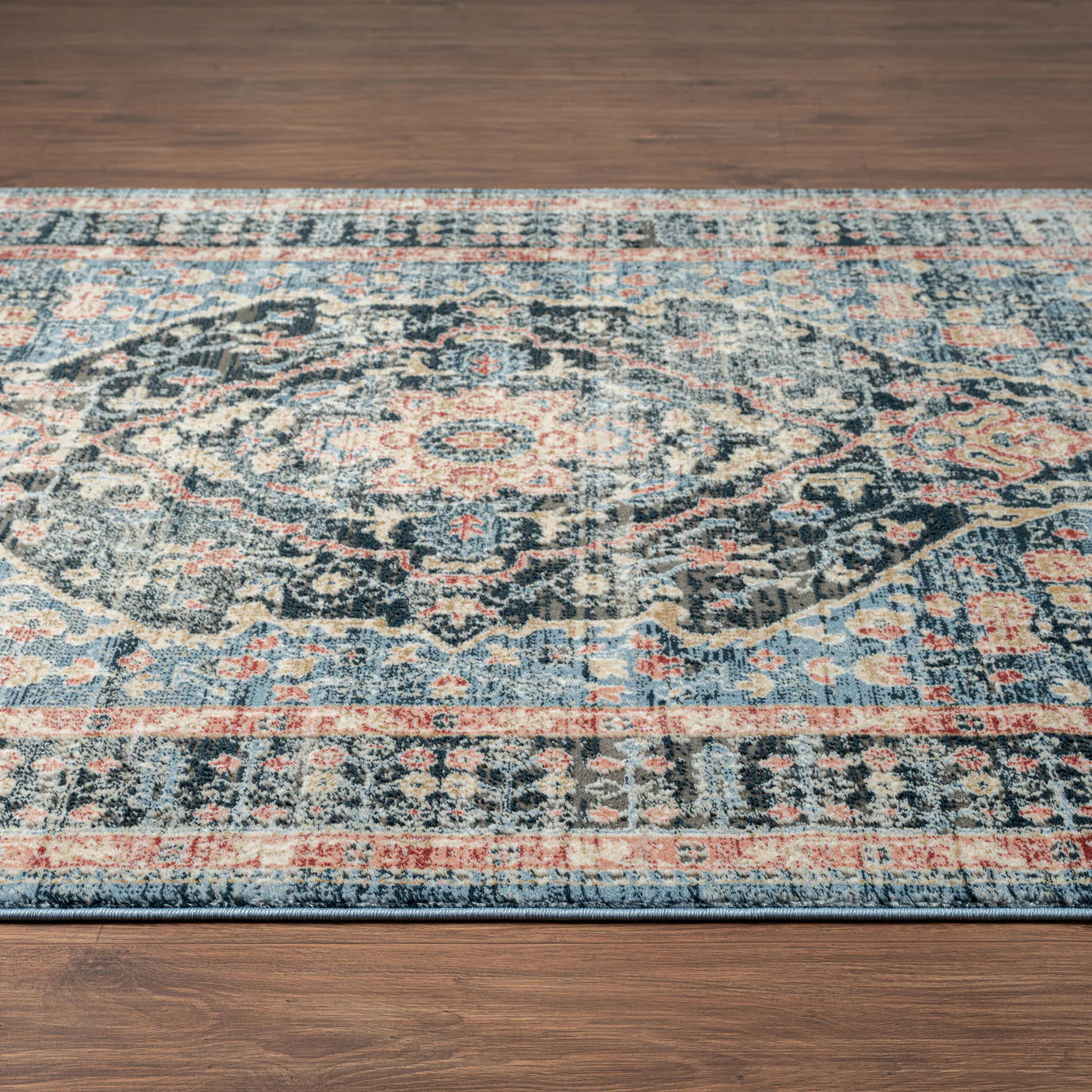Savoy Blue Red Medallion Area Rug