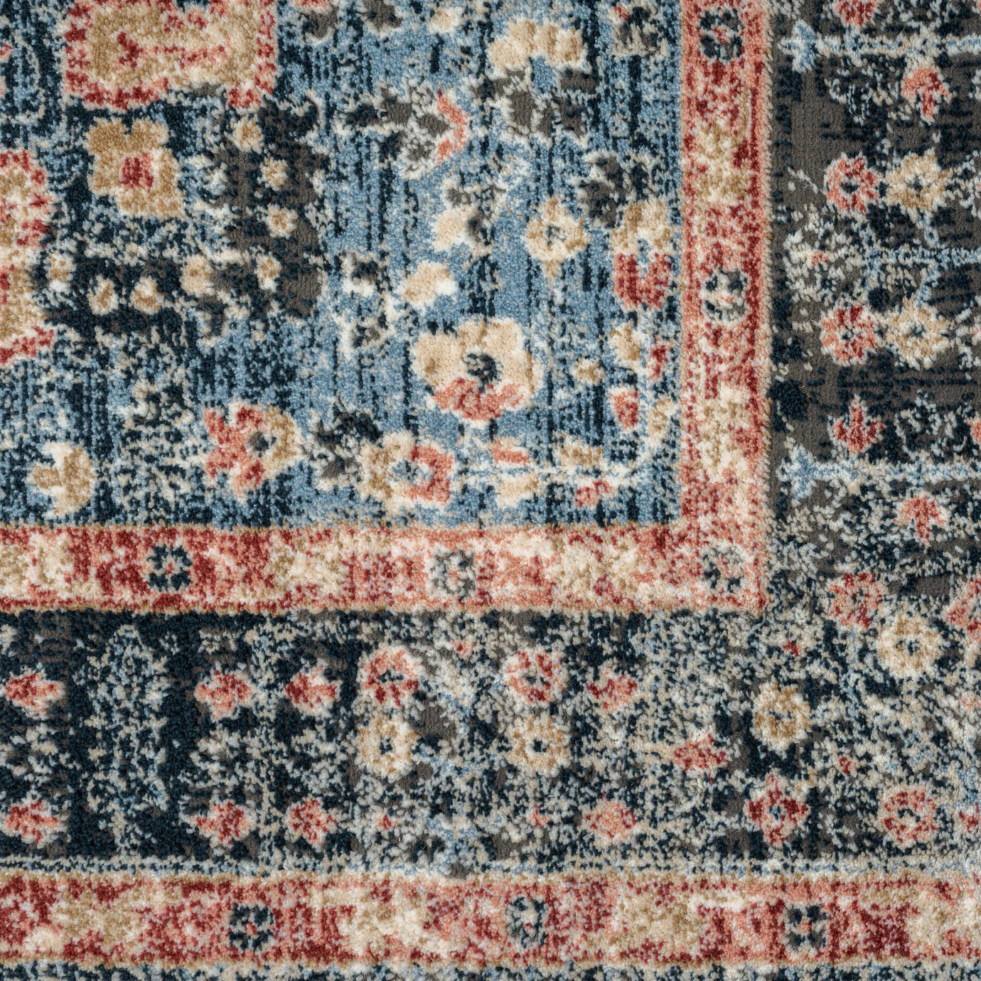 Savoy Blue Red Medallion Area Rug