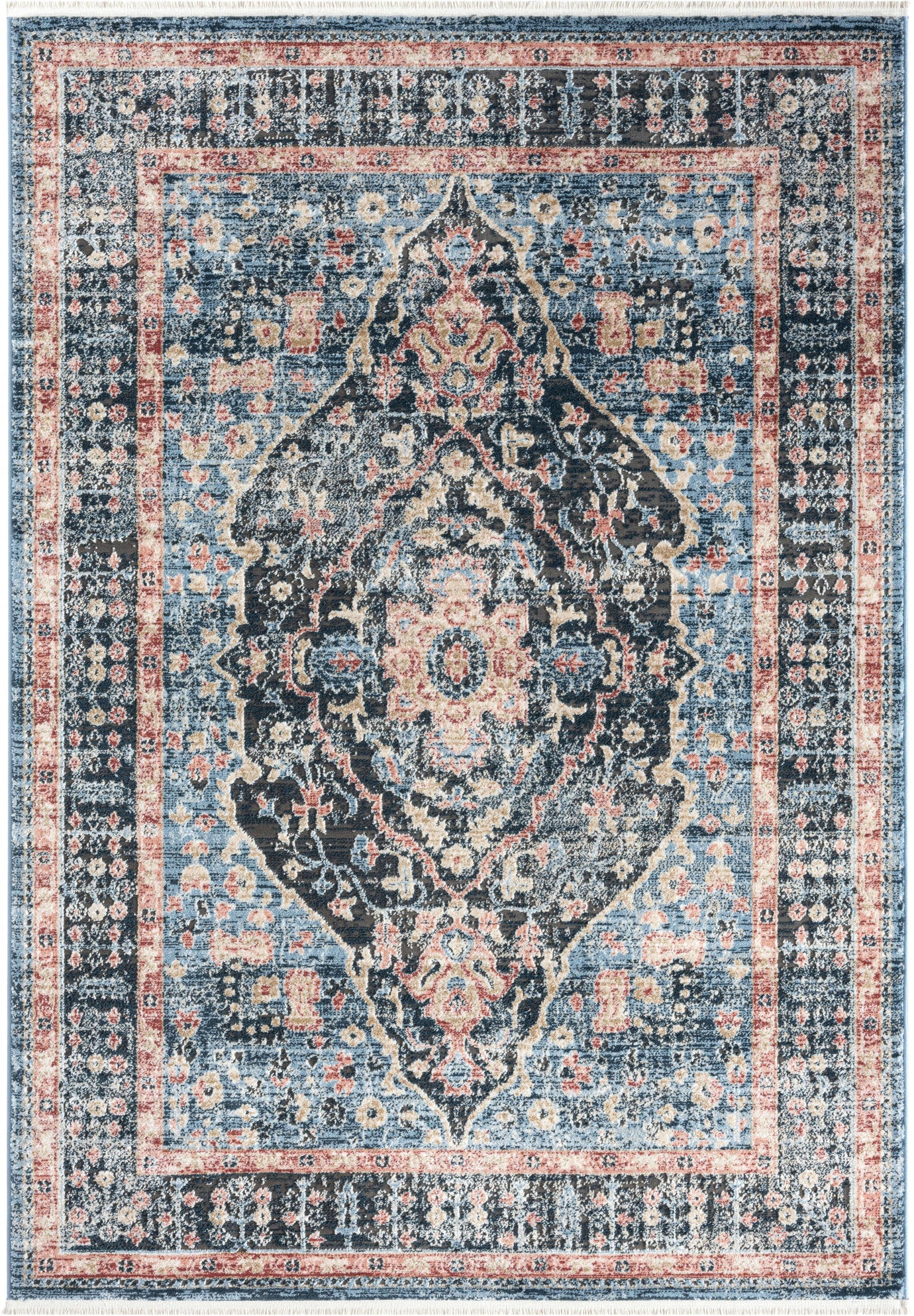 Savoy Blue Red Medallion Area Rug