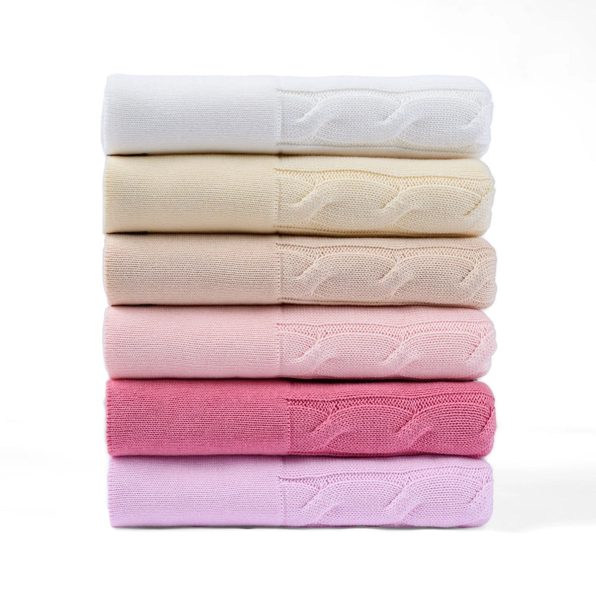 Cable Knit Baby Blanket in Pink