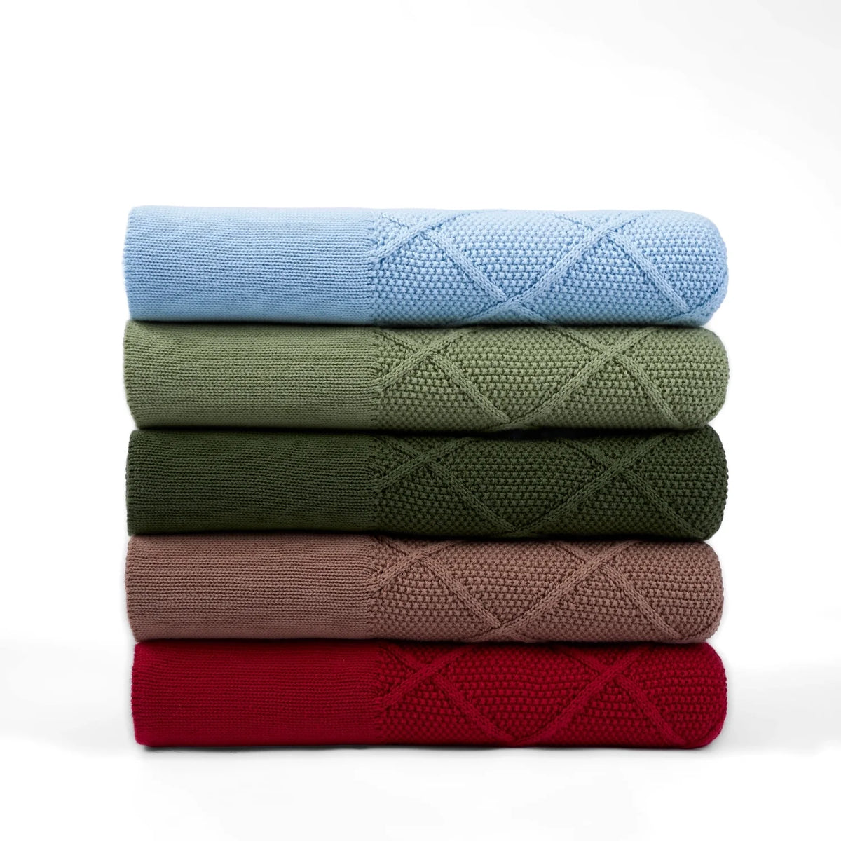 Diamond Stitch Baby Knit Blanket in Forest Green