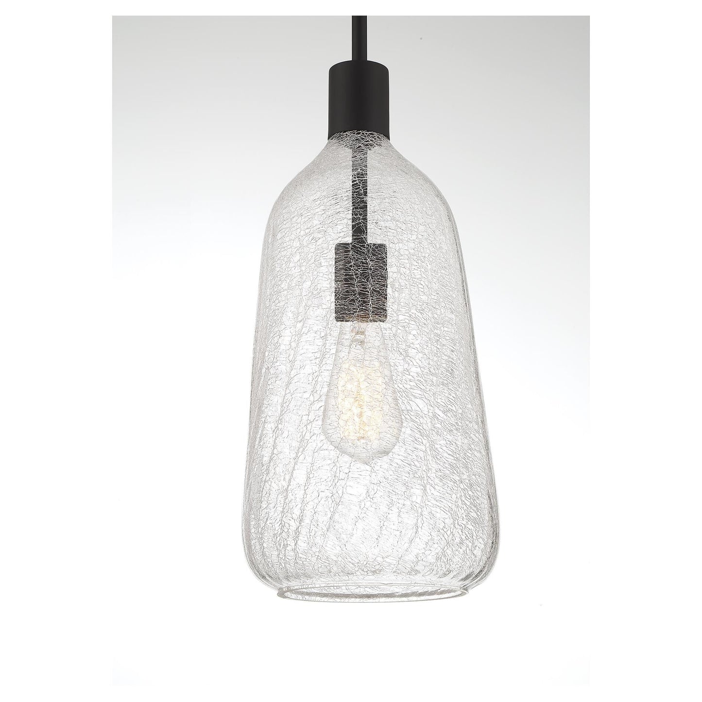 Savoy House One Adair Matte Black + Crackle Pendant