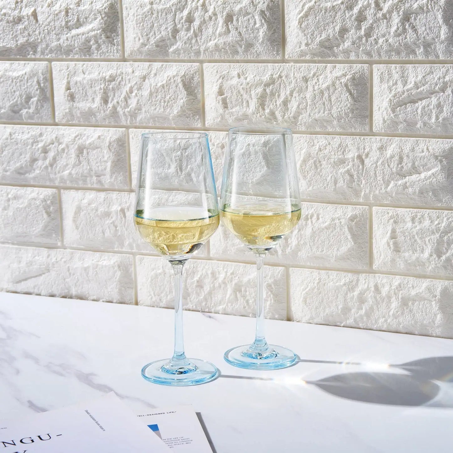 Monet Stemmed Wine Glassware, Blue, Set of 2