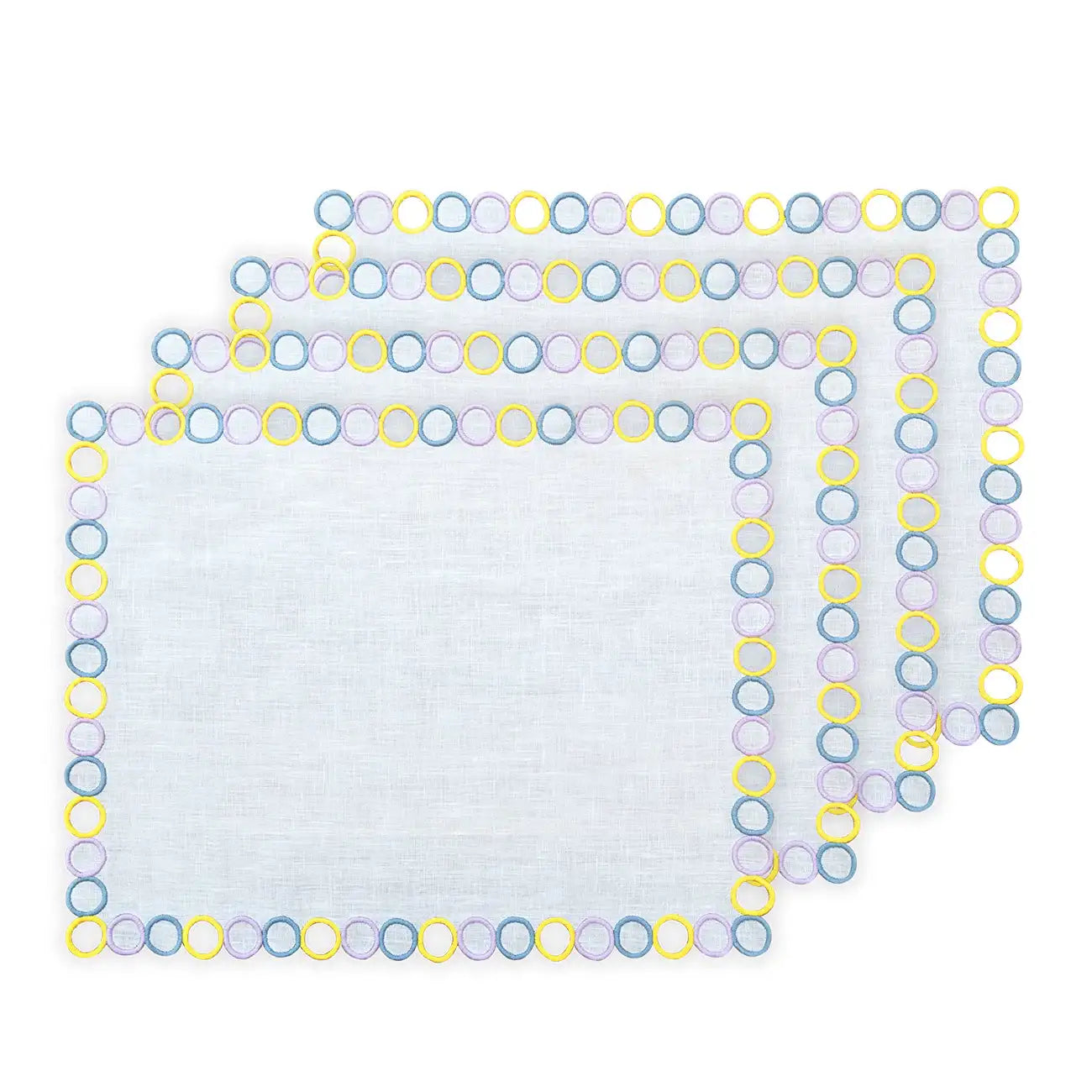 Hand Embroidered Circular Elegance Placemats 14" × 18" (Set of 4)
