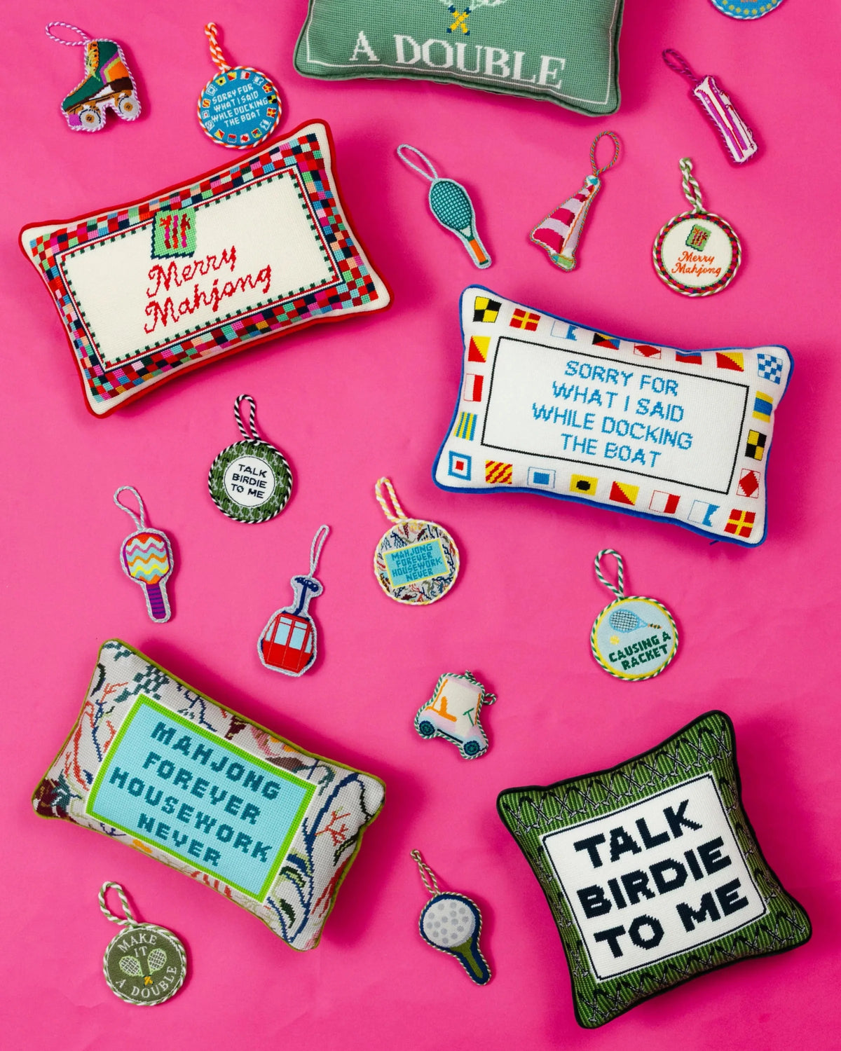 Mahjong Needlepoint Pillow