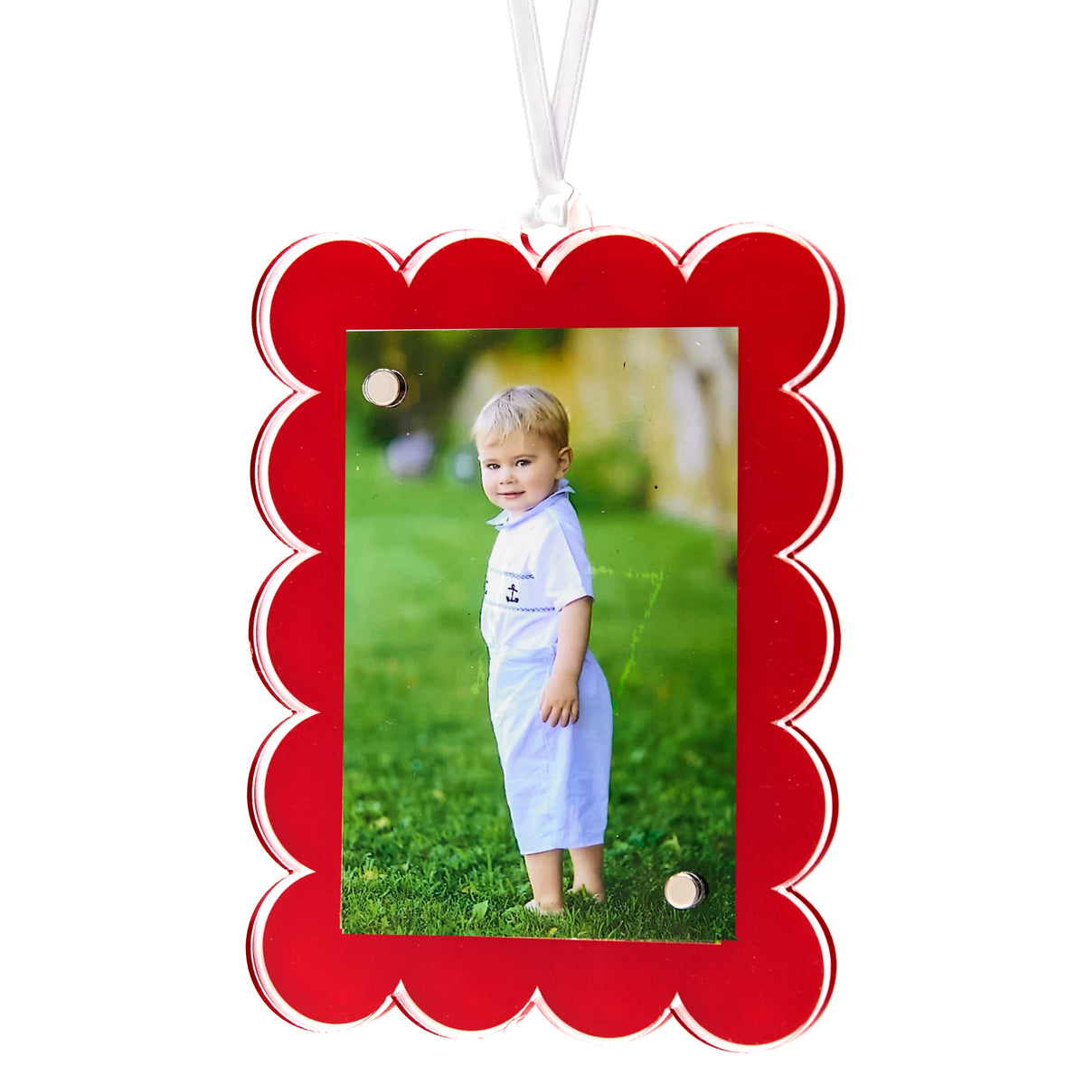Red Acrylic Double-Sided Scallop Ornament