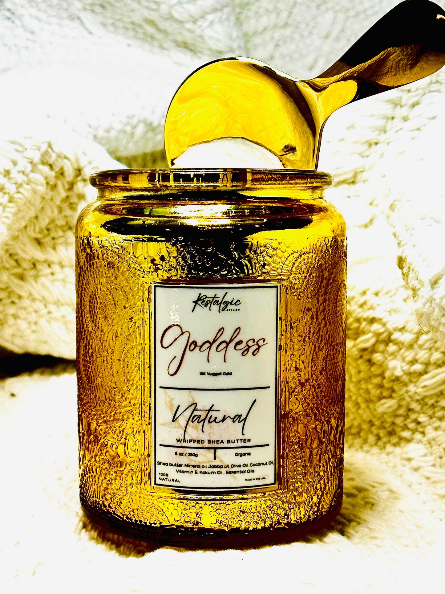 Unleash Your Inner Goddess with our Divine Glimmer Body Butter - With Gold Spoon