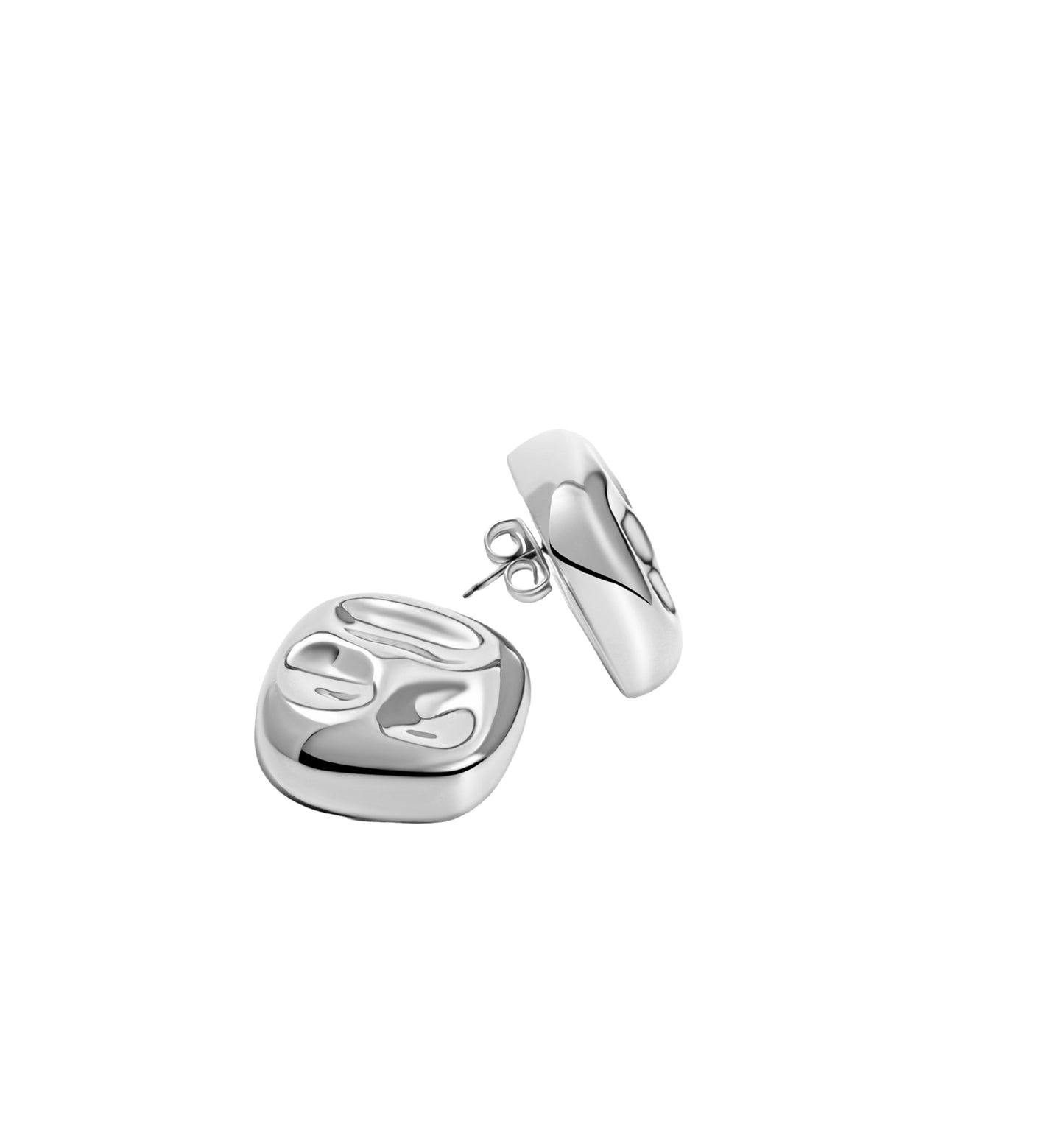 Sara Square Hammered Hoop Earrings