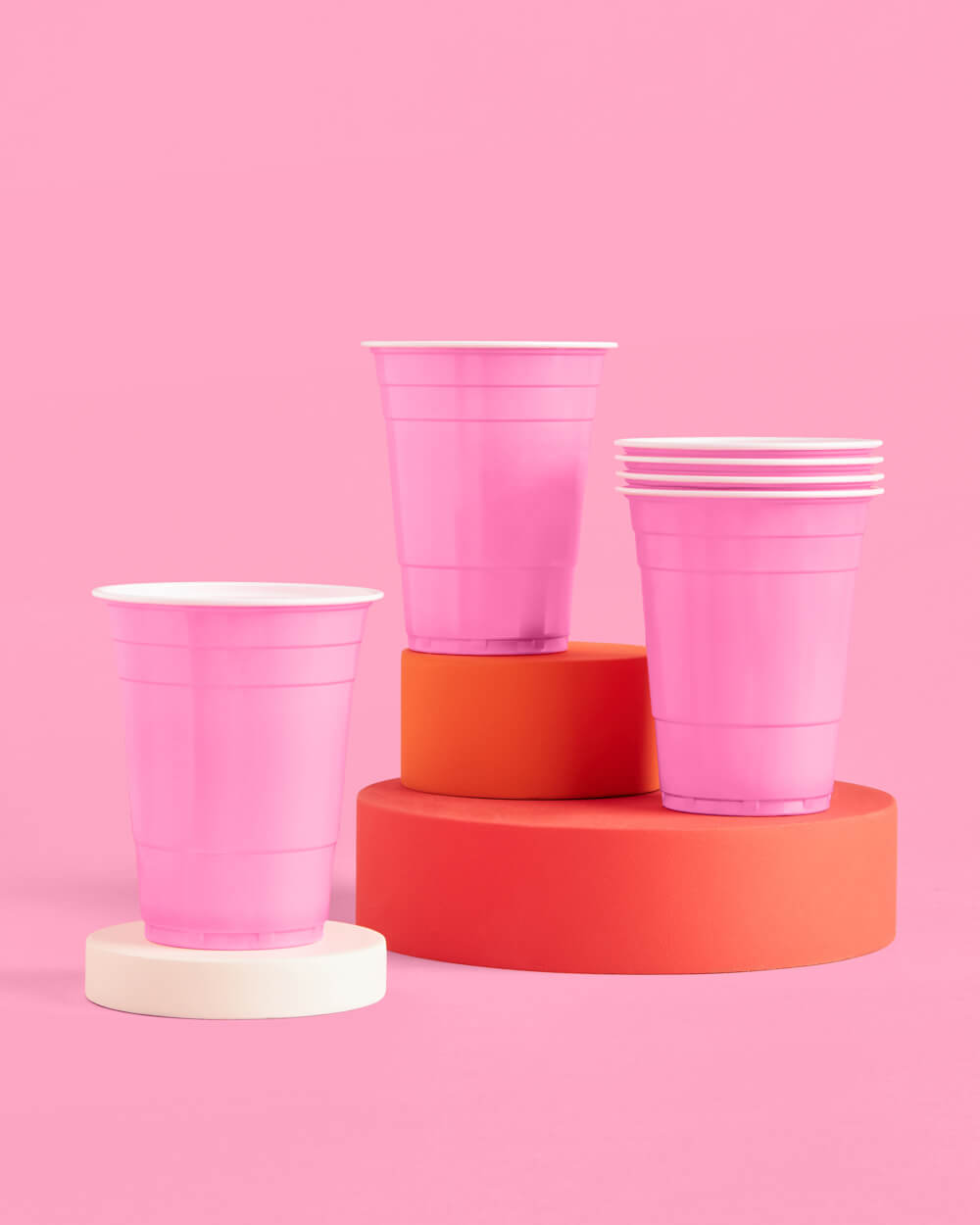 Pink Smiley Pong Pack - 50 cups + 4 pong balls