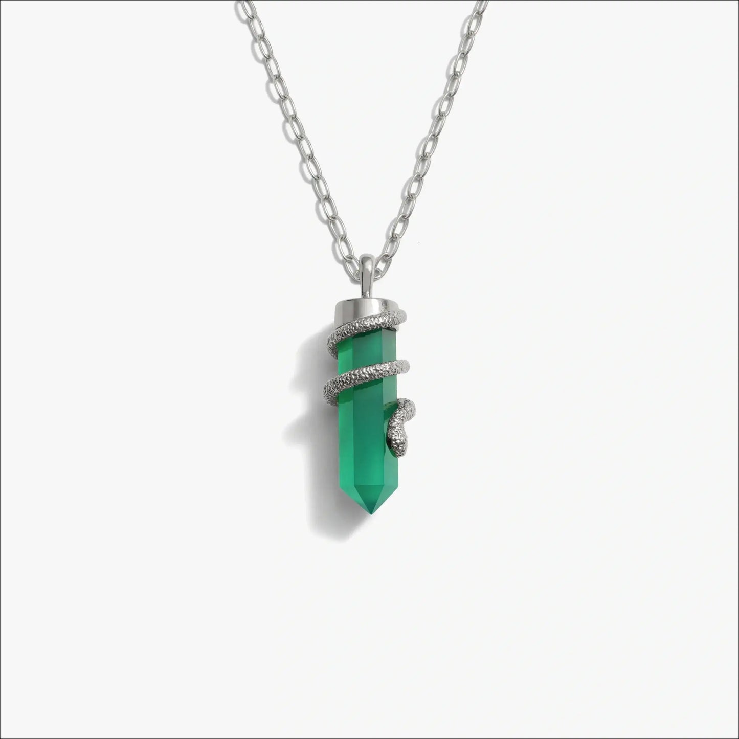 Green Onyx Crystal Snake Necklace