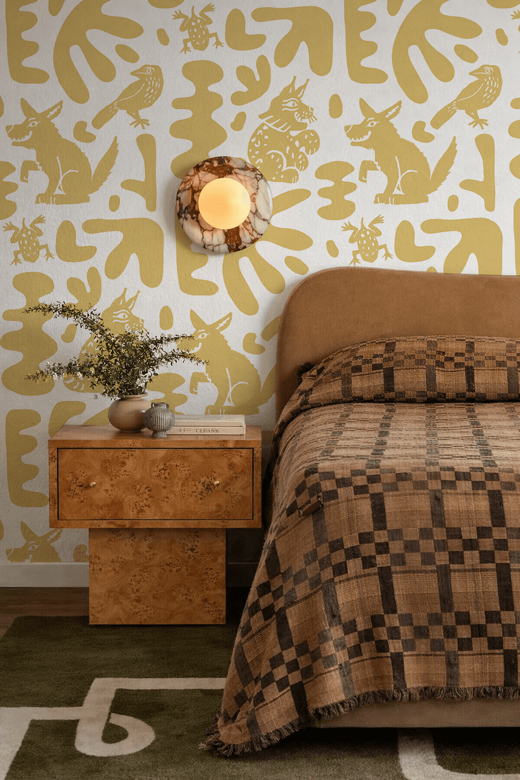 Abstract Animales Wallpaper, white and yellow