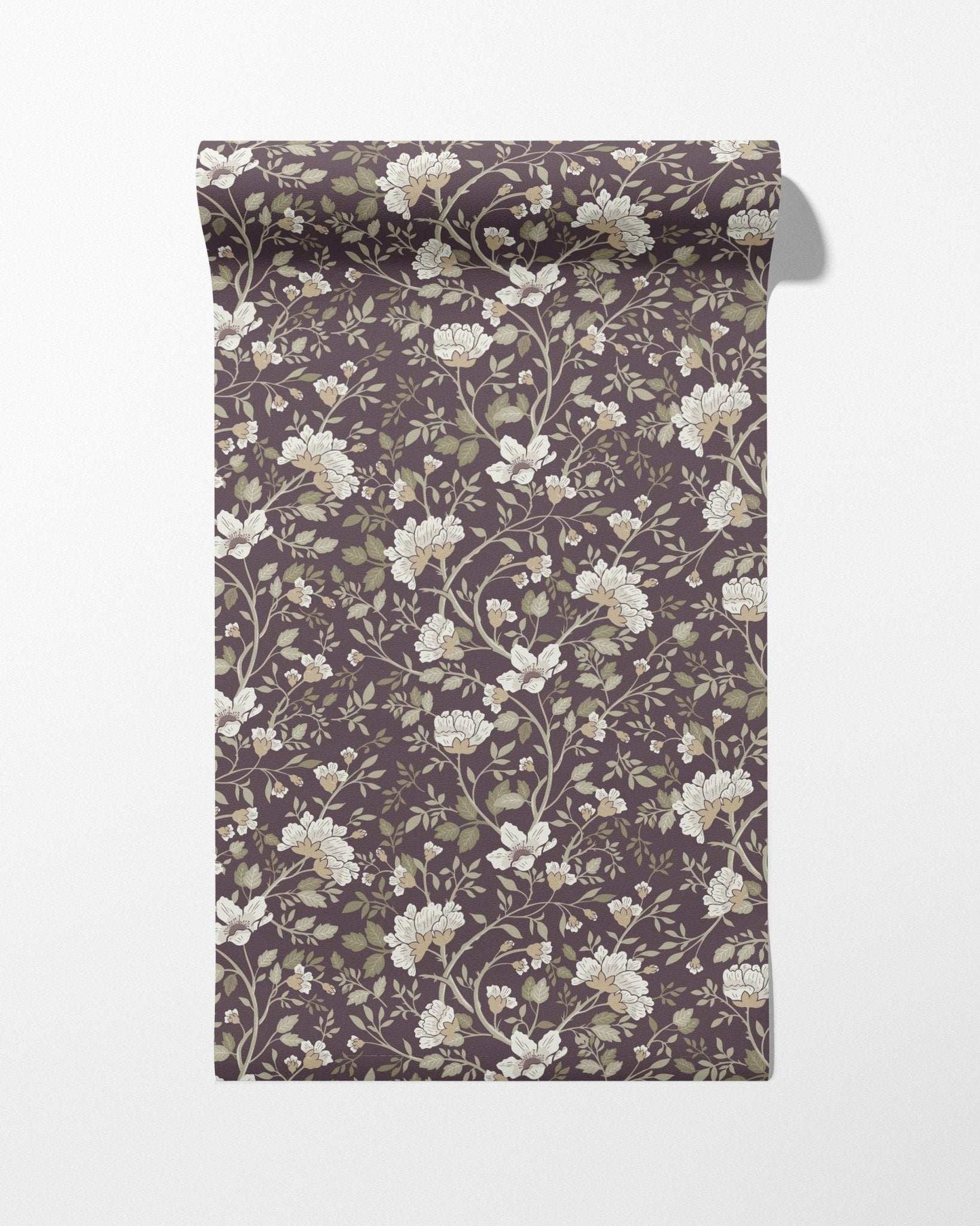 Camellia Study Wallpaper in Plumwood