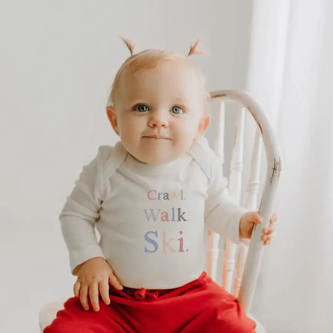 long sleeve graphic bodysuit | crawl walk ski