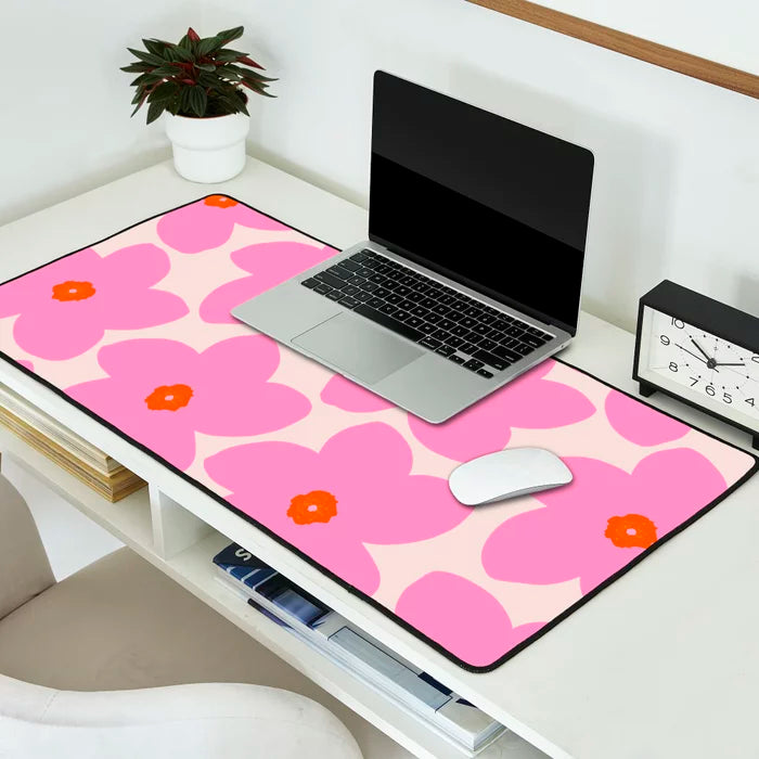 Retro Flower Pink Desk Mat