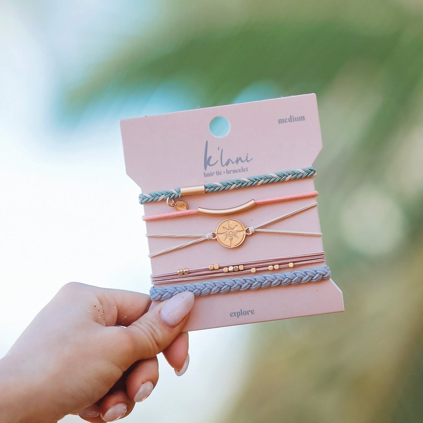 "Explore" Gold Compass Charm Hair Tie Bracelets