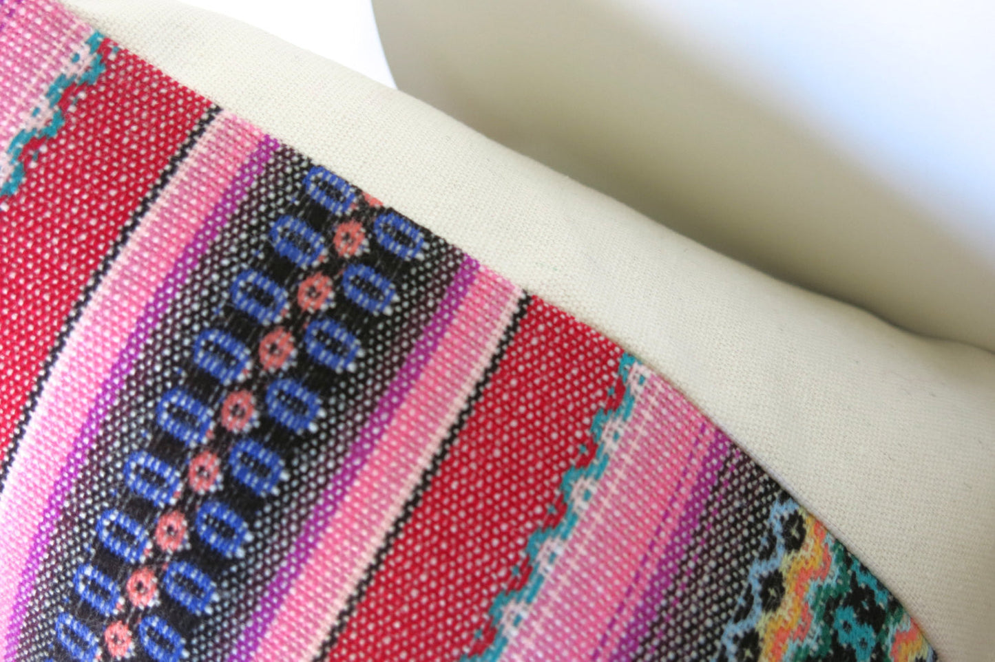 LIMITED 003 - Peruvian Stripe Pillow Cover - Pink and Green