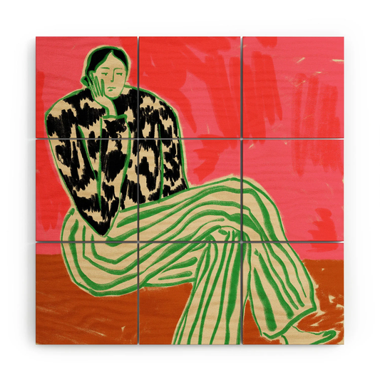 Calm Woman Portrait Wood Wall Mural