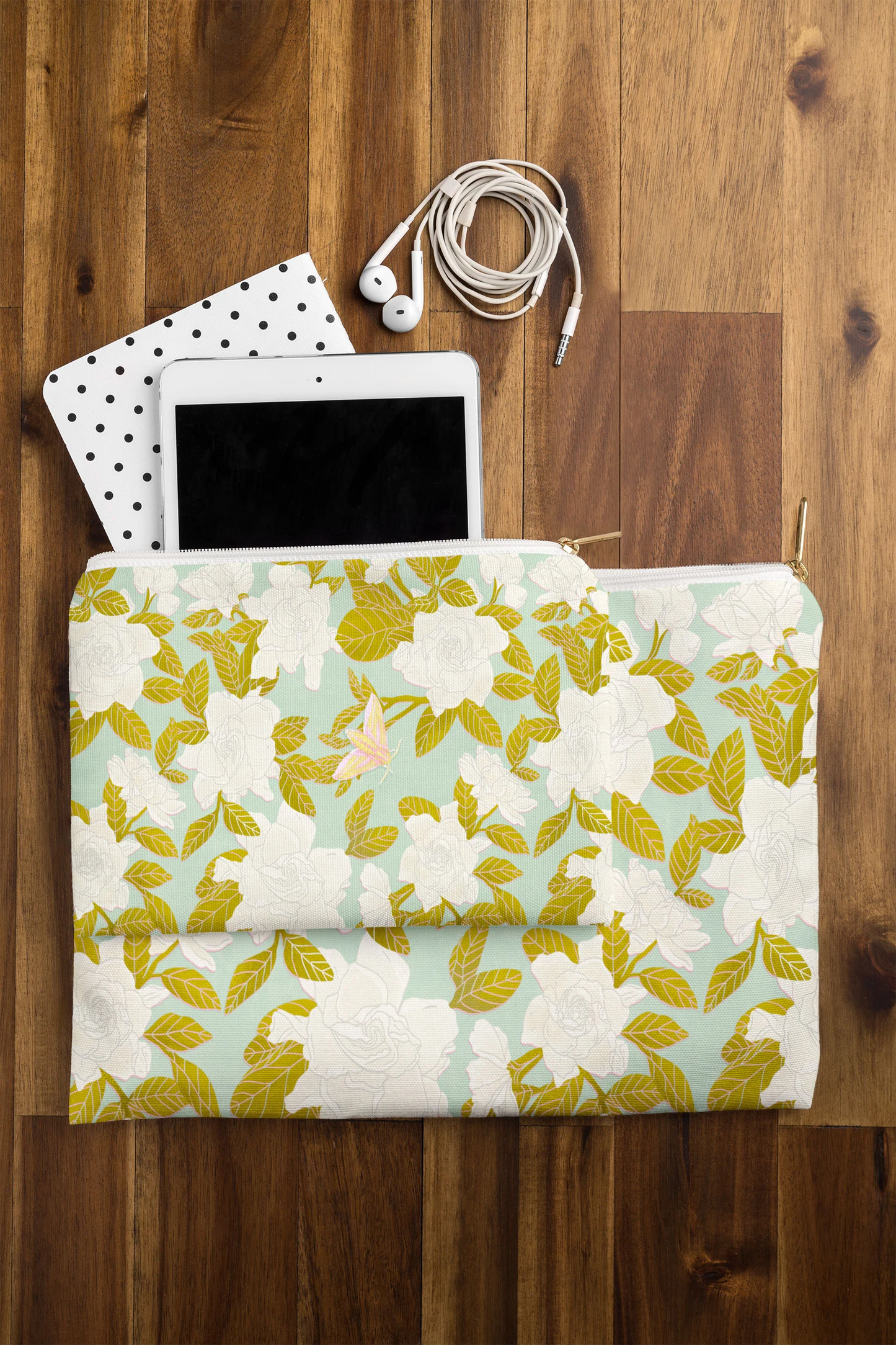 Gardenias Zippered Pouch