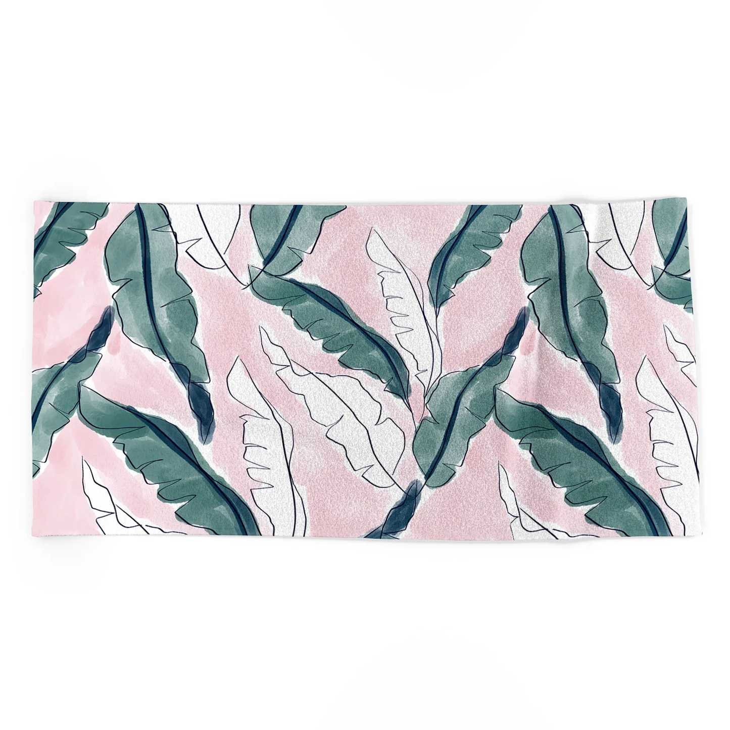 Banana Leaves Pink Beach Towel