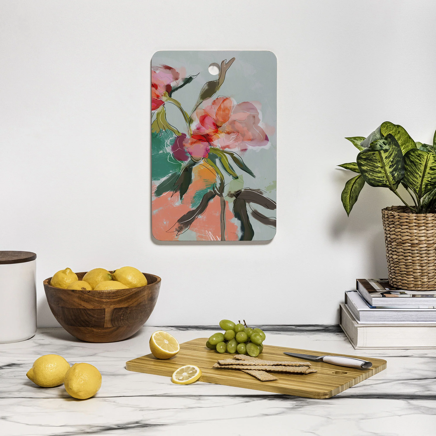 Peonies Abstract Bamboo Cutting Board