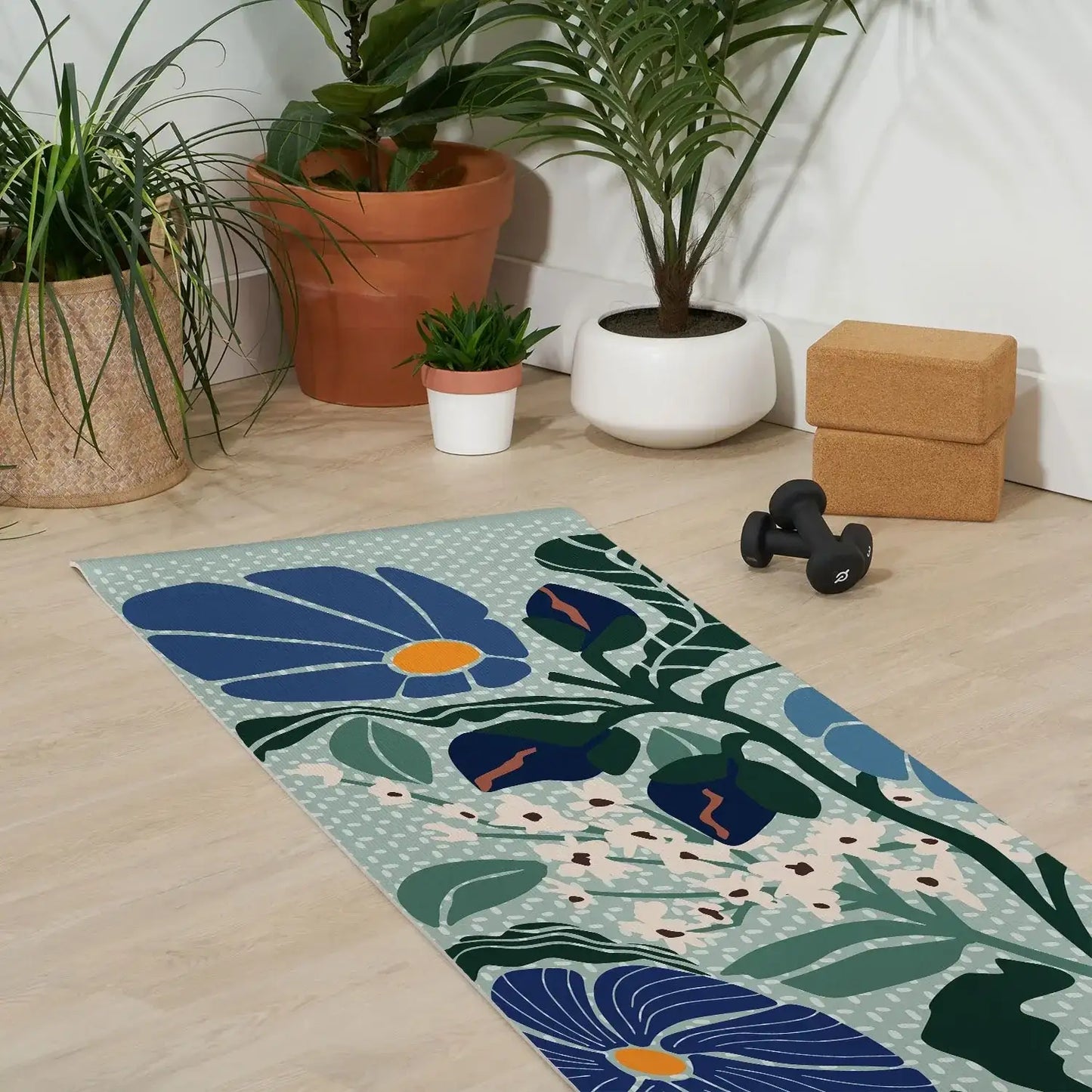 Klimt Flowers Light Blue Yoga Mat