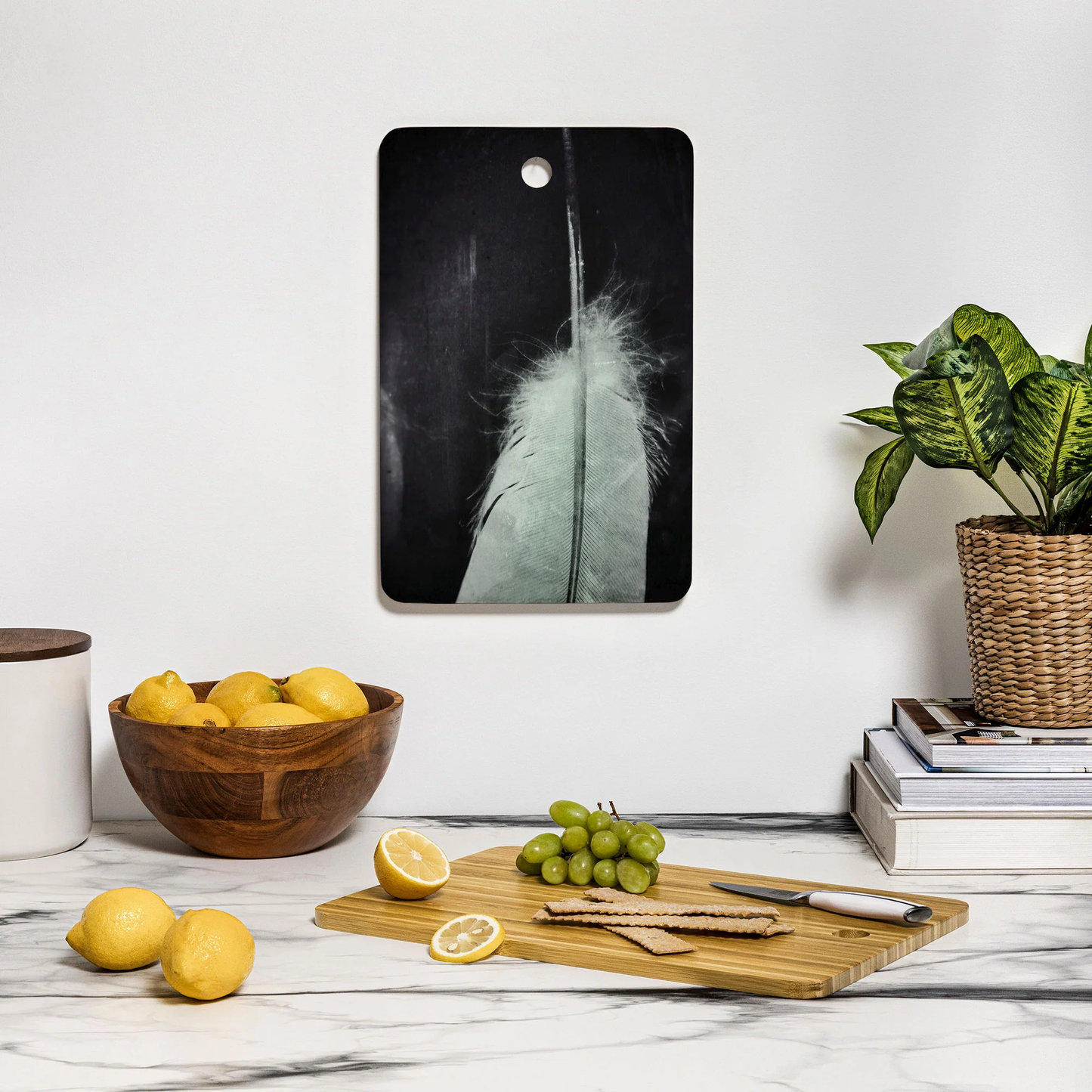 White Feather Bamboo Cutting Board
