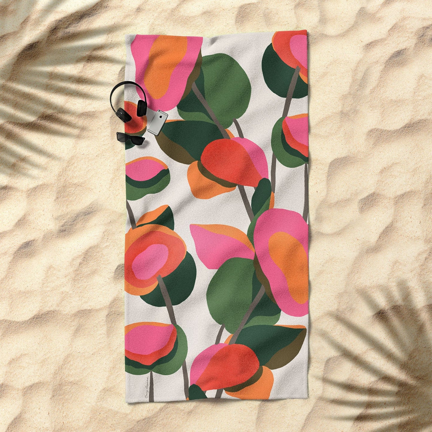 Abstract Eucalyptus Leaves Beach Towel