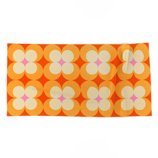 Vintage Yellow Orange Flowers Beach Towel
