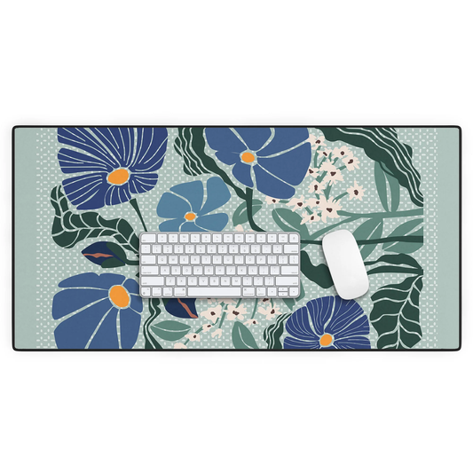 Klimt Flower Light Blue Desk Mat