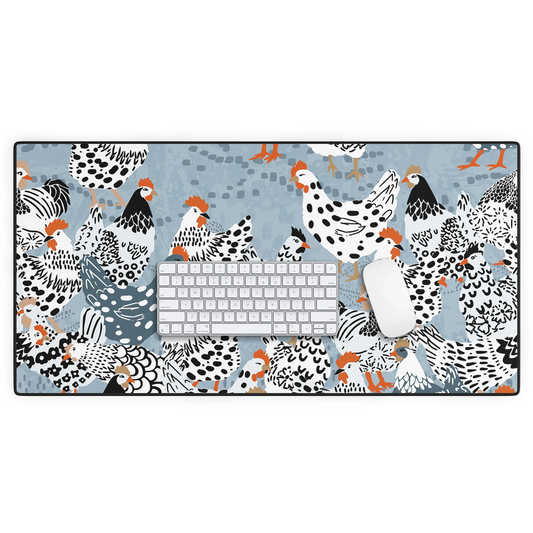 Favorite Chickens Blue Desk Mat