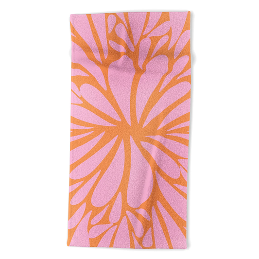 Pink Pastel Floral Burst Beach Towel