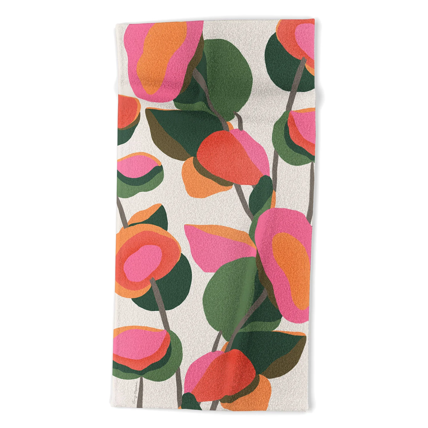 Abstract Eucalyptus Leaves Beach Towel