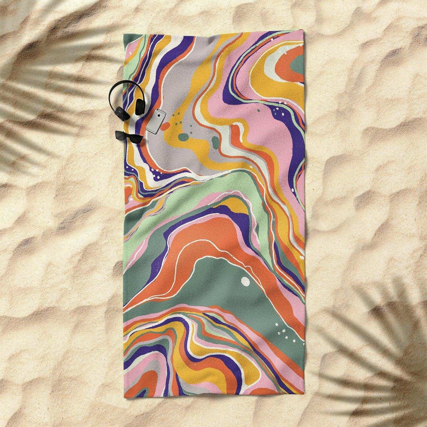 Retro Marble Beach Towel