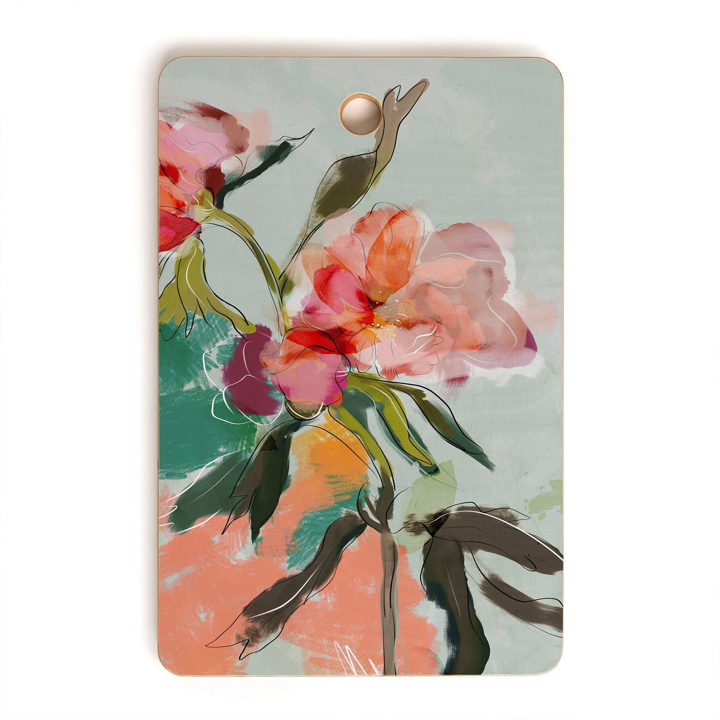 Peonies Abstract Bamboo Cutting Board
