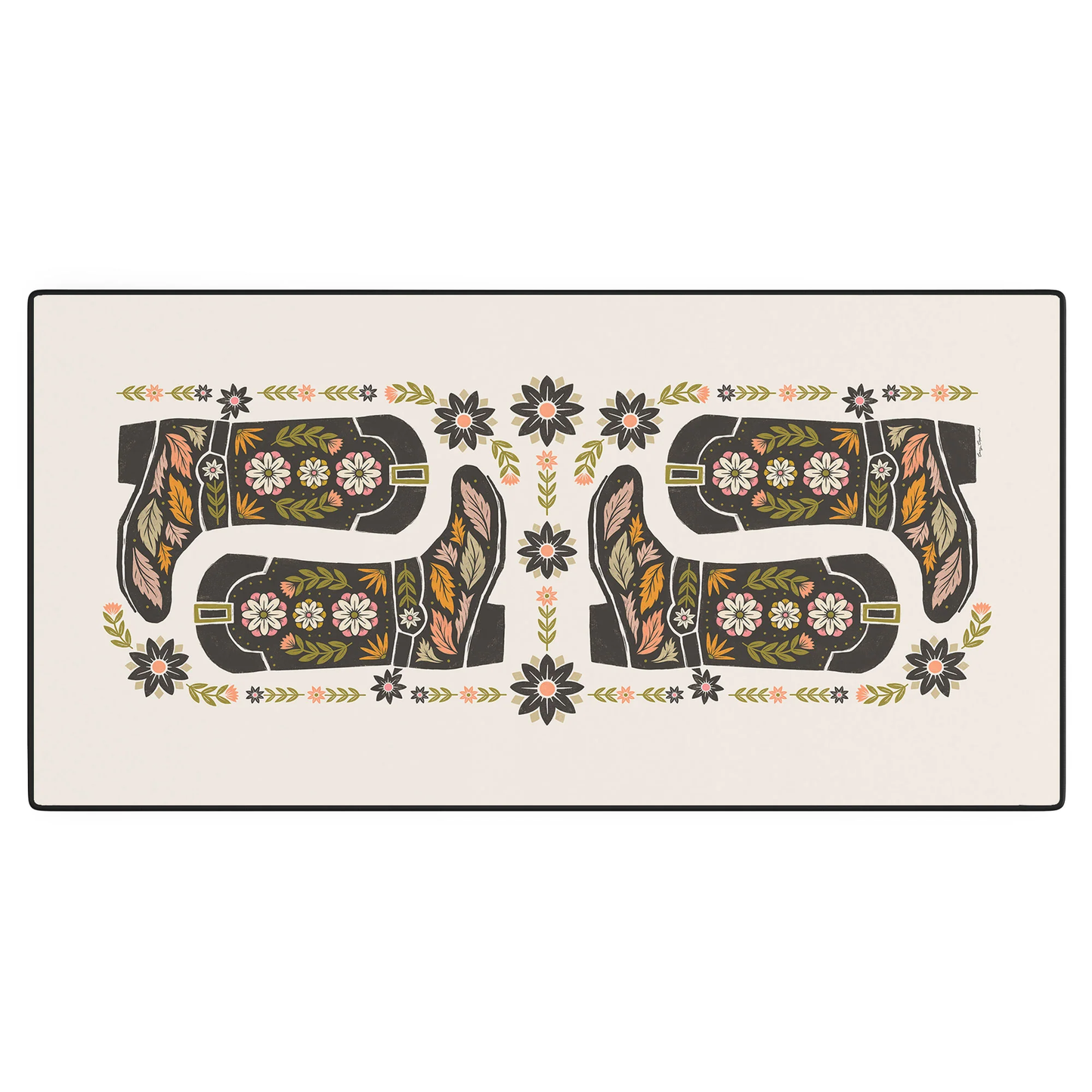 Cowboy Boots and Flowers Desk Mat