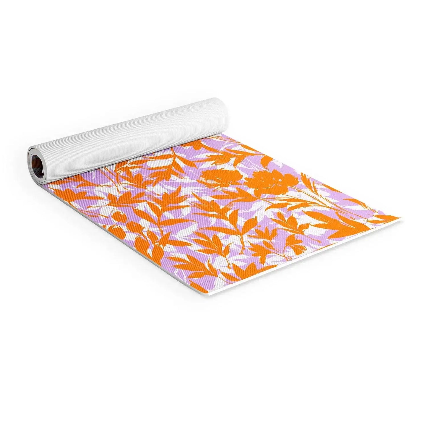Orange Garden on Lavender Yoga Mat
