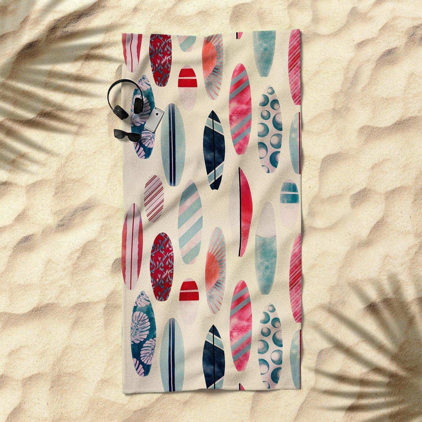 Vintage Surfboards Beach Towel