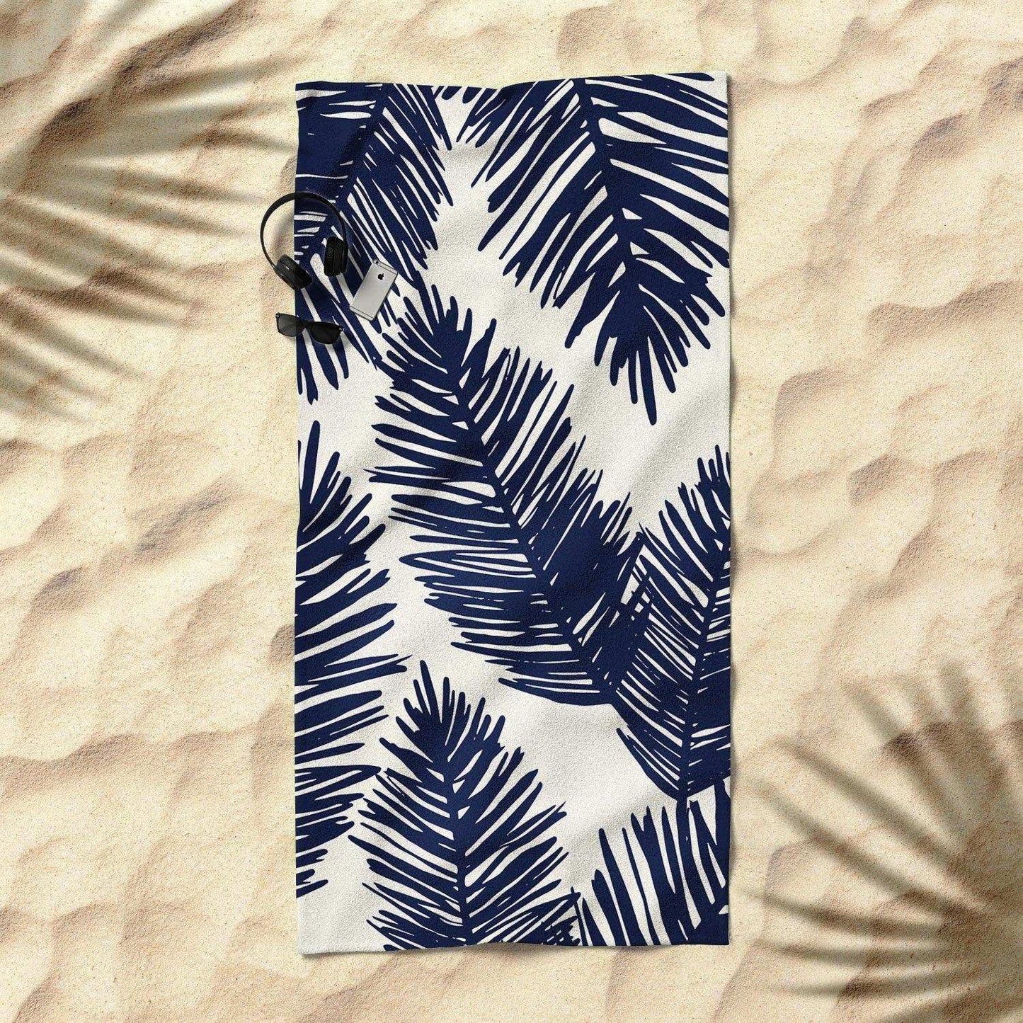 Tropical Blue Palms Beach Towel